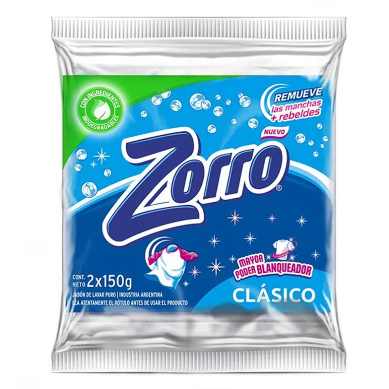 ZORRO JABON PAN CON SUAVIZANTE 150GR 2U