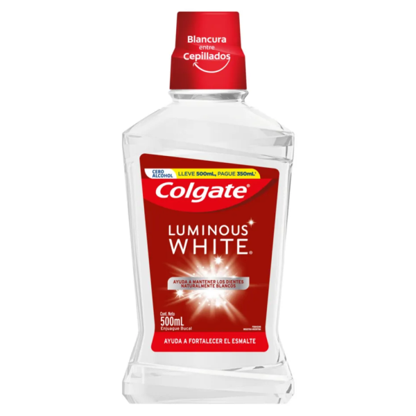 COLGATE ENJUAGUE BUCAL 500ML LUMINOS WHITE