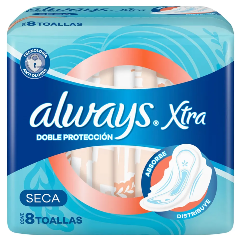 ALWAYS TOALLA 8U DOBLE PROTECCION SECA